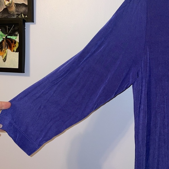 Chico’s Travelers Collection Slinky Purple Asymmetrical Tunic Top size 2 (L/12) - Picture 6 of 15